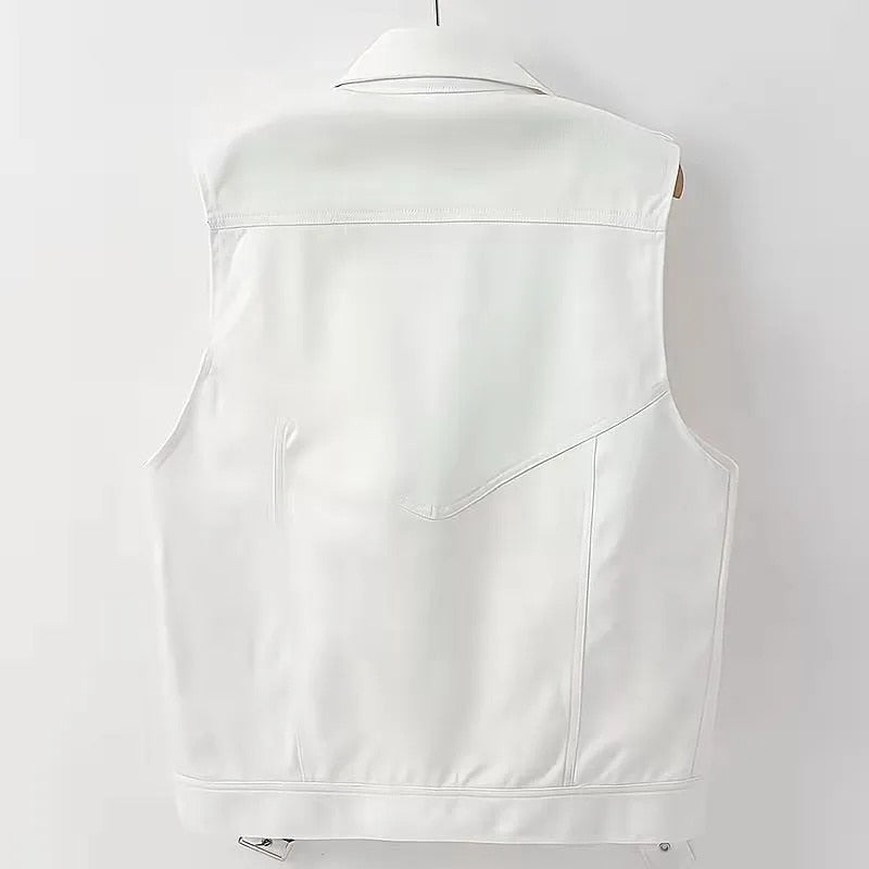 Women's Zipper Denim Sleeveless Vest Jean Jacket Fashion Waistcoat 2022 New Summer Vest Coat Outwear White Coats S-5XL