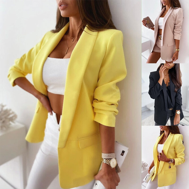 Women's Blazer Red Jacket Woman Black Elegant Fashion Blazers Female Coat Spring Casual Office Ladies Clothing