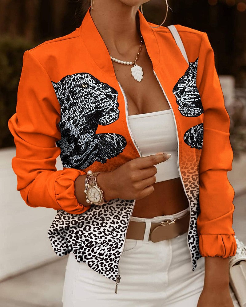 New zipper decoration long-sleeved cardigan jacket small coat
