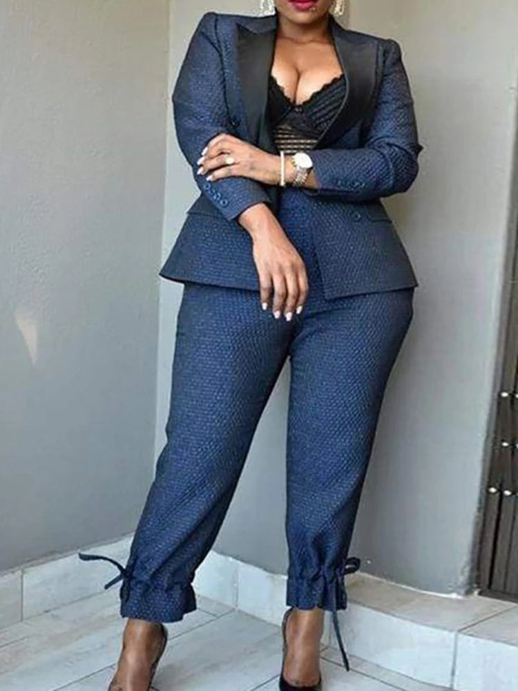 Casual Women Suits 2 Piece Blazer Sets Elegant Jacket Haren Pants Suit Professional Party Business Outfits Spring Fall Orange